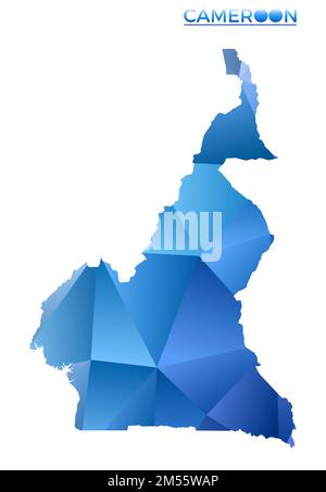 Mappa vettoriale poligonale del Camerun. Vivace campagna geometrica in basso stile poli. Potente illustrazione per le vostre infografiche. Illustrazione Vettoriale