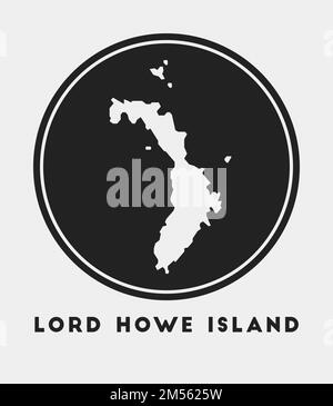 Icona di Lord Howe Island. Logo rotondo con mappa e titolo. Distintivo di Lord Howe Island con mappa. Illustrazione vettoriale. Illustrazione Vettoriale