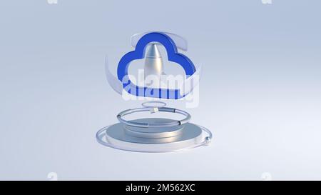 Tecnologia di cloud computing concetto di rete di storage Internet con velocità. rendering 3d Foto Stock