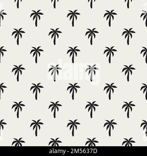Modello senza giunture Palm. Ripetizione di palme modello. Moderno albero di cocco. Sfondo contemporaneo. Texture tropicale ripetuta per stampe estive di design Illustrazione Vettoriale