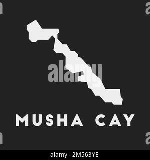 Icona di Musha Cay. Mappa dell'isola su sfondo scuro. Elegante mappa Musha Cay con il nome dell'isola. Illustrazione vettoriale. Illustrazione Vettoriale