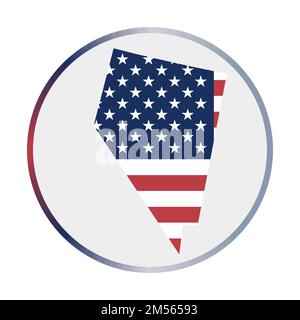Icona Nevada. Forma dello stato degli Stati Uniti con bandiera del Nevada. Segno rotondo con anello sfumato dei colori della bandiera. Eccellente illustrazione vettoriale. Illustrazione Vettoriale