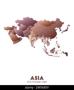 Mappa Asia. attuale mappa del continente di stile polico basso. Squisita illustrazione vettoriale. Illustrazione Vettoriale