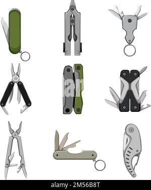 illustrazione vettoriale del set di strumenti coltello Illustrazione Vettoriale