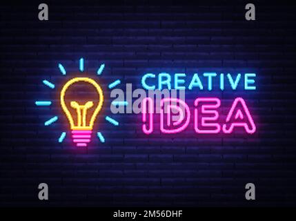 Idea creativa Neon Sign Vector. Creative idea neon logo, modello di design, moderno trend design, neon notturno cartello, notte luminosa pubblicità, luce b Illustrazione Vettoriale