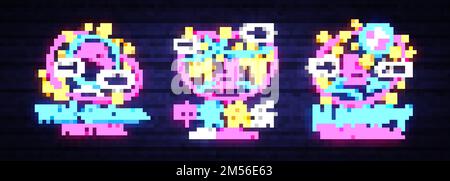 Cinese Mid Autumn Festival elementi di design collegione modello vettore. Felice metà autunno neon design moderno, carta di auguri, banner leggero. Il wordin cinese Illustrazione Vettoriale