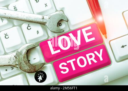 Segno che mostra la storia d'amore. Foto concettuale è qualcosa come un romanzo o un film su una storia d'amore Foto Stock