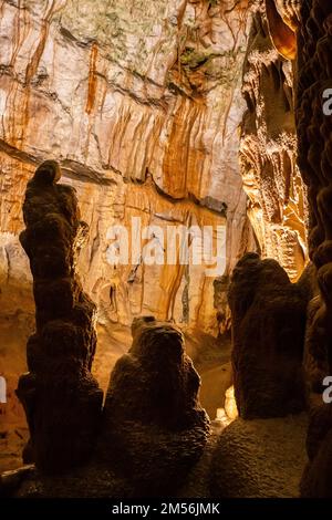 Affioramenti carsici nella grotta Postojnska-Jama in Slovenia Foto Stock