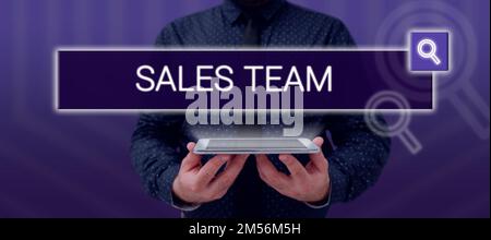 Didascalia di testo che presenta il team di vendita. Concetto di Internet sono responsabili della vendita di prodotti o servizi Foto Stock