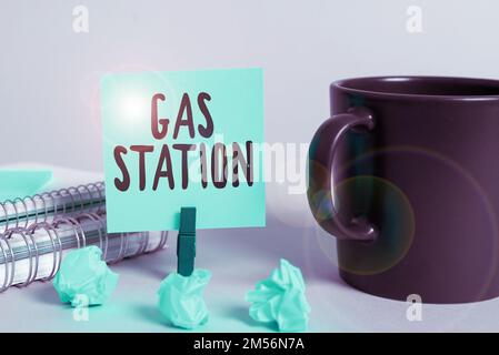 Didascalia concettuale Stazione di benzina. Idea di business per la manutenzione di autoveicoli in particolare con benzina e olio Foto Stock