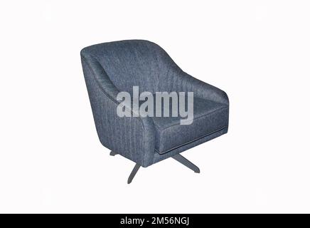 Comoda poltrona blu su sfondo bianco. Elemento interno Foto Stock