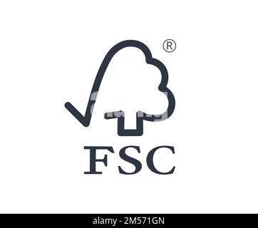 Logo Forest Stewardship Council. Concetto di ecologia e confezionamento. Illustrazione Vettoriale