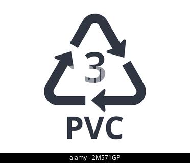 Logo Recycle PVC isolato, numero 3. Concetto di ecologia e confezionamento. Illustrazione Vettoriale