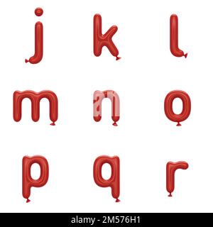 3D Set di rendering del carattere della bollatura che include lettere, numeri e segni di punteggiatura isolati su sfondo bianco, incluso il tracciato di ritaglio per facilitare il decou Foto Stock