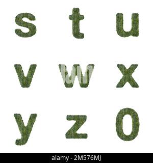 3D Set di rendering di caratteri bambù che include lettere, numeri e segni di punteggiatura isolati su sfondo bianco, incluso il tracciato incorporato in jpg per una maggiore facilità Foto Stock