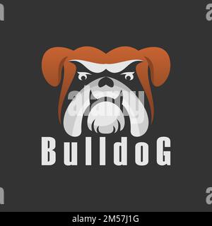 Semplice e unico Bulldog faccia o testa in feroce immagine grafica icona logo design astratto concetto vettore stock. associato a un animale o a un carattere. Illustrazione Vettoriale