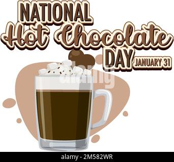 Illustrazione del design della bandiera nazionale del giorno del cioccolato caldo Illustrazione Vettoriale