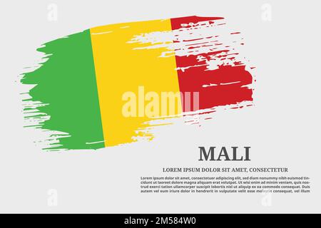 Pennello e poster di testo flag Mali, vettore Illustrazione Vettoriale