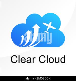 Nuvola unica e semplice con arow o up plane in sunrise immagine grafica icona logo design astratto concetto stock vettoriale. simbolo o relativo al tempo Illustrazione Vettoriale