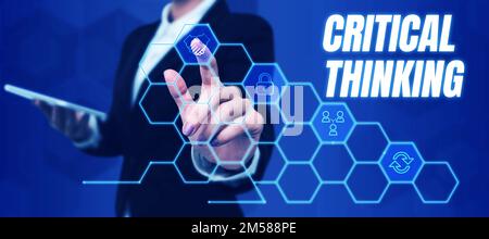 Segno di testo che mostra il pensiero critico. Parola per la sequenza delle fasi di un progetto che richiede il tempo più lungo Foto Stock