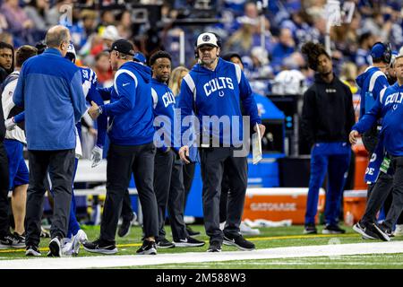 26 dicembre 2022: Indianapolis Colts Interim Head Coach Jeff Sabato durante la partita NFL contro i Los Angeles Chargers a Indianapolis, Indiana. John Mersits/CSM. Foto Stock