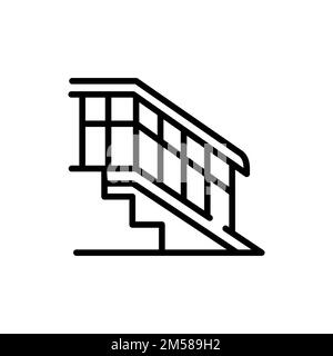 Icona della linea di colore della rampa per sedie a rotelle. Disabilità. Elemento vettoriale isolato. Pittogramma per pagina web, app mobile, promo Illustrazione Vettoriale