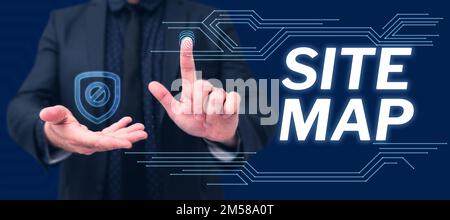 Mostra la mappa del sito. Word per progettato per aiutare sia gli utenti che i motori di ricerca a navigare il sito Foto Stock