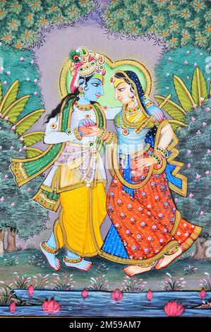 Radha Krishna pittura amorevole dell'arte del giardino Foto Stock