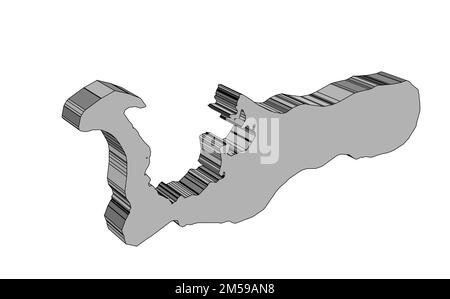 Mappa di silhouette del territorio britannico d'oltremare delle Isole Cayman in rilievo 3D su uno sfondo bianco Foto Stock