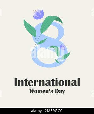 Giornata internazionale delle donne. IWD. 8 marzo. Cartolina con iscrizione per web, reti, media. EPS 10 Illustrazione Vettoriale