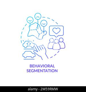 Set di icone del concetto di gradiente blu di segmentazione comportamentale Illustrazione Vettoriale