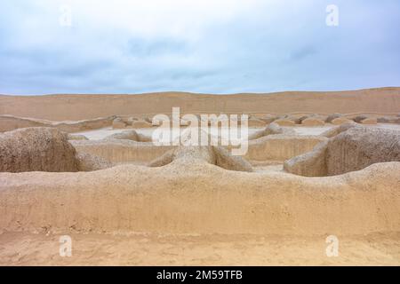 Città sacra di Caral-Supe sito archeologico in Perù Foto Stock