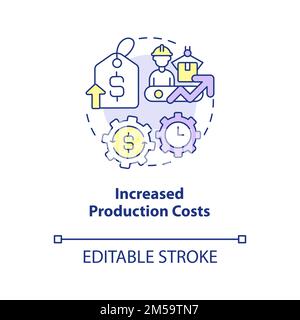 Icona del concetto di aumento dei costi di produzione Illustrazione Vettoriale