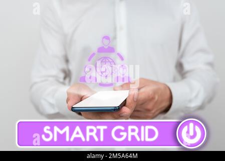 Ispirazione che mostra il segno Smart Grid. La parola scritta include misure operative ed energetiche, compresi i contatori Foto Stock