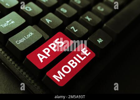 Didascalie concettuali Apps Mobile. Programma per computer aziendale progettato per essere eseguito su un dispositivo portatile telefonico Foto Stock