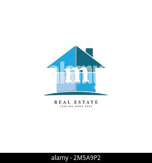 M Letter Real Estate Logo, modello di forma della casa vettoriale in 3D per l'immagine commerciale della proprietà iniziare con Alphabet M. Illustrazione Vettoriale