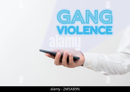 Visualizzazione concettuale Gang violenza. Violazione delle leggi da parte di un gruppo di criminali e gangster Foto Stock