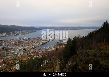 Vista dall'alto della città di Bergen in Norvegia Foto Stock