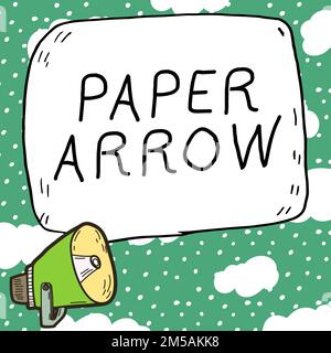 Didascalia concettuale freccia della carta. L'infografica Word for Business consente di mostrare direzione o movimento Foto Stock