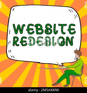 Segno che visualizza il Web site riprogettazione, concetto che significa il miglioratore di modernizzare o evamp l'aspetto ed il tatto del vostro Web site Foto Stock