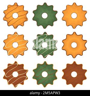 Grande set biscotti fatti in casa gusto diverso in pasticceria biscotto, grande kit biscotto consistono di raccolta naturale gustoso cibo biscotto esso accessorio di pasticceria, fré Illustrazione Vettoriale