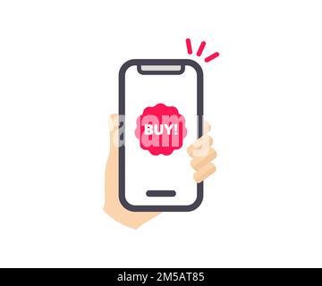 Online banking. Shopping per telefono logo design. Stile di vita della tecnologia digitale. Disegno e illustrazione vettoriale del concetto del gadget e del Internet. Illustrazione Vettoriale