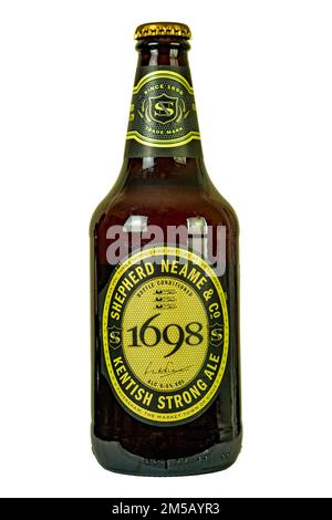 Shepherd Neame Brewery 1698 bottiglia di birra strong Kentish Ale - corrente @ 2022. ABV 6,5%. - Bottiglia condizionata. Foto Stock