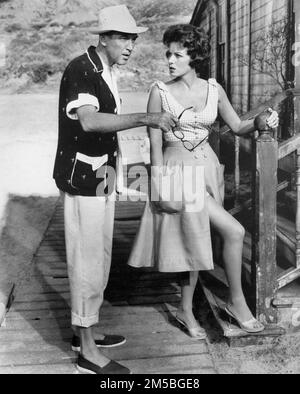 James Stewart, Maureen o'Hara, on-set of the Film, 'MR. Hobbs Takes A Vacation', 20th Century-Fox, 1962 Foto Stock