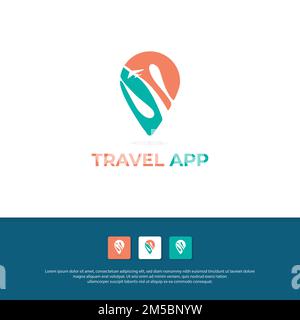 Design del logo Modern Travel Agency con mappa punti lettera S silhouette vettoriale illustrazione modello icona mobile Illustrazione Vettoriale