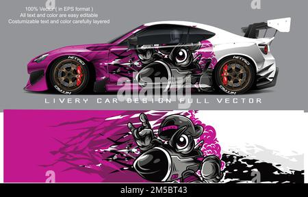vettore grafico livrea auto. disegno di fondo grunge astratto per il rivestimento in vinile del veicolo e per il branding dell'auto Illustrazione Vettoriale