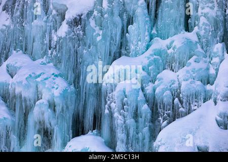 Cascata congelata, Oexarafoss, Parco Nazionale di Thingvellir, Golden Circle, Sudurland, Islanda Foto Stock