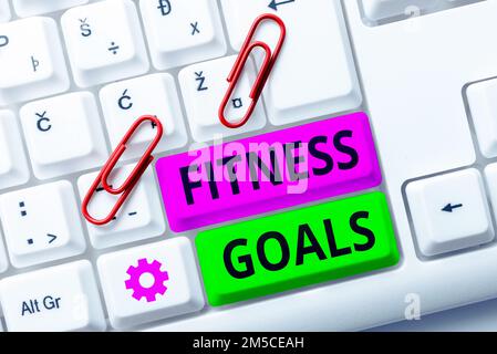 Scrittura visualizzazione testo Fitness Goals. Business approccio grasso sciolto costruire muscolo ottenere più forte condizionamento Foto Stock