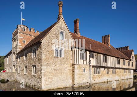 Inghilterra, Kent, Sevenoaks, Ightham Mote, 14th ° secolo Moated Manor House Foto Stock