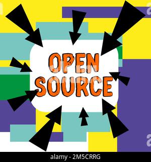 Testo che mostra l'ispirazione Open Source. Approccio aziendale che indica il software che il codice sorgente originale è liberamente disponibile Foto Stock